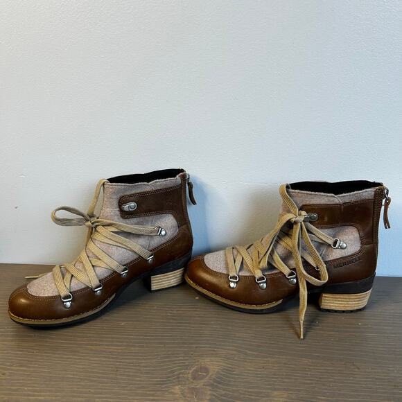 Merrell Shiloh II Warm Boot Women’s 5.5 Heritage Hiking Waterproof Lace Up - Picture 3 of 10